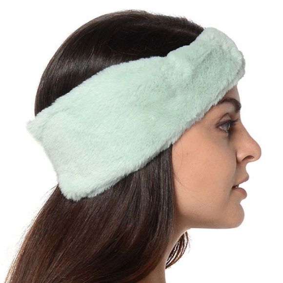 Twisted Faux Fur Headbands Mint - Picture 2 of 2